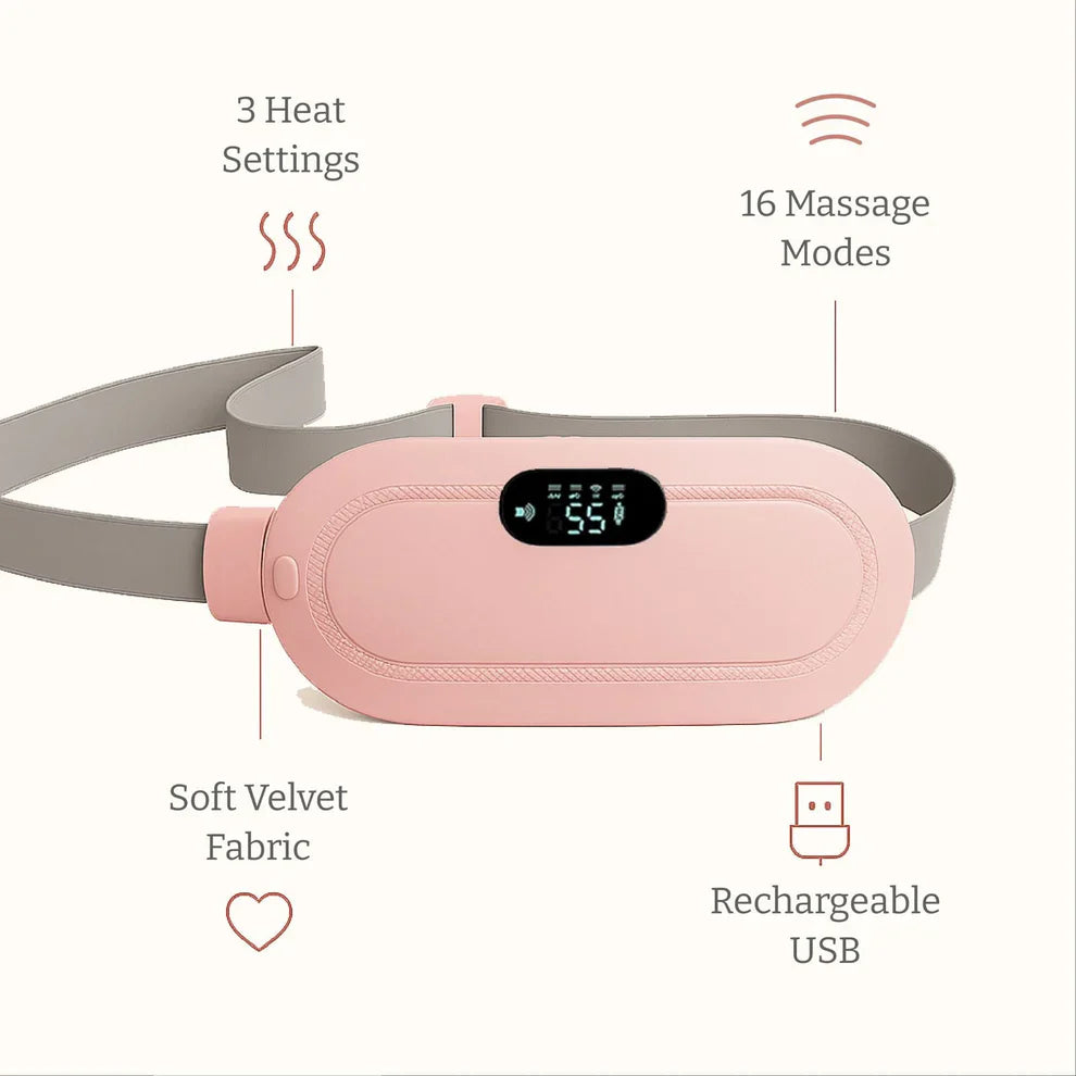 Period Pain & Backache Relief Smart Wireless Heating Pad with Vibration Massage (Rechargeable, Portable)