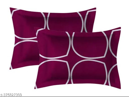 Super Soft Glace Cotton All Round Elastic Fitted Double Bed Bedsheet with 2 Pillow Covers-72x78x8