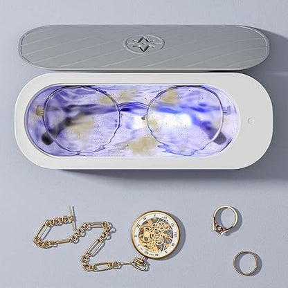 Portable and Rechargeable Professional Ultrasonic Machine for Jewelry Cleaning, Stainless Steel Tank for Eye Glasses, Watches, Rings, Necklaces, Razors, Denture - CL-SP-4343