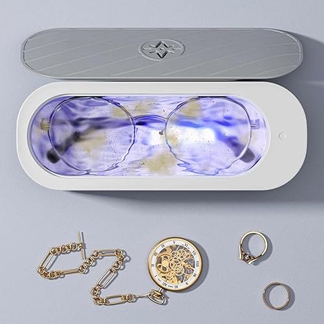 Portable and Rechargeable Professional Ultrasonic Machine for Jewelry Cleaning, Stainless Steel Tank for Eye Glasses, Watches, Rings, Necklaces, Razors, Denture - CL-SP-4343