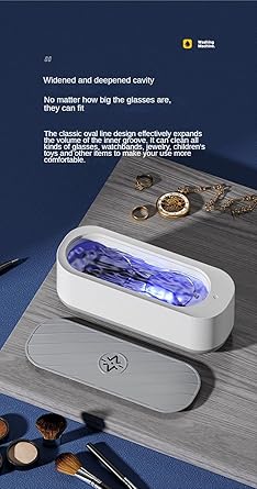 Portable and Rechargeable Professional Ultrasonic Machine for Jewelry Cleaning, Stainless Steel Tank for Eye Glasses, Watches, Rings, Necklaces, Razors, Denture - CL-SP-4343
