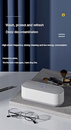 Portable and Rechargeable Professional Ultrasonic Machine for Jewelry Cleaning, Stainless Steel Tank for Eye Glasses, Watches, Rings, Necklaces, Razors, Denture - CL-SP-4343